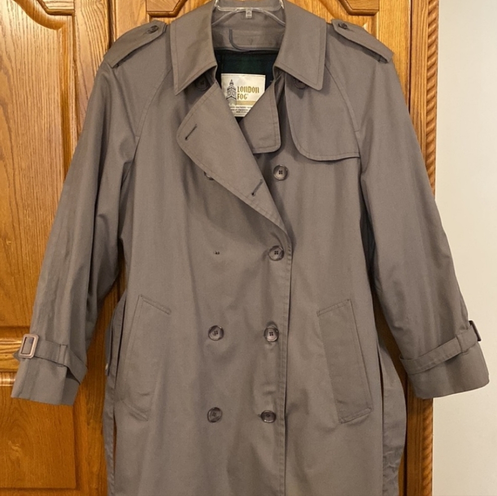 London Fog Grey Trench Coat - Picture 3 of 15